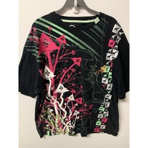 LRG T-Shirt Men's 4XL Black Jungle Lion Graphic  Crew Street Short Sleeves Tee